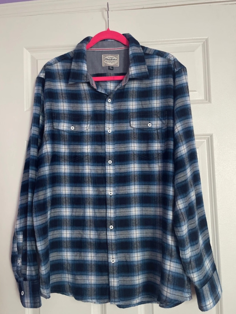Mens Flag & Anthem Plaid Flannel shirt Size XL